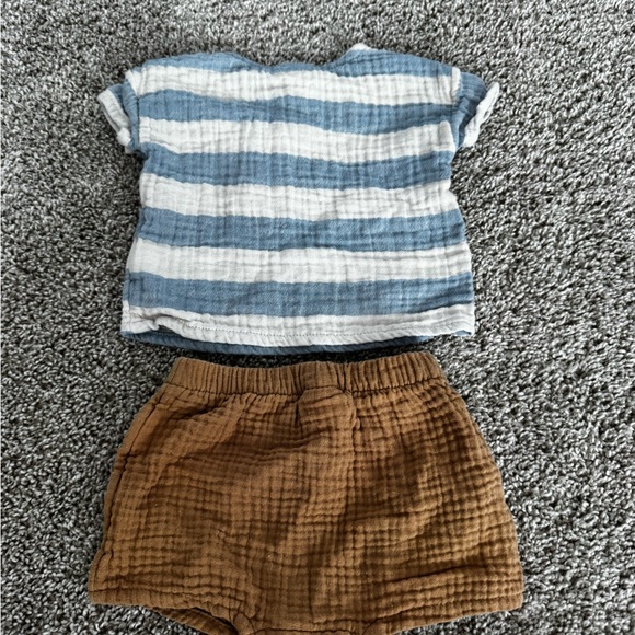 Cat & Jack Baby Boy Spring Outfit striped Shirt Brown Shorts Size 0-3 Months - Picture 6 of 6